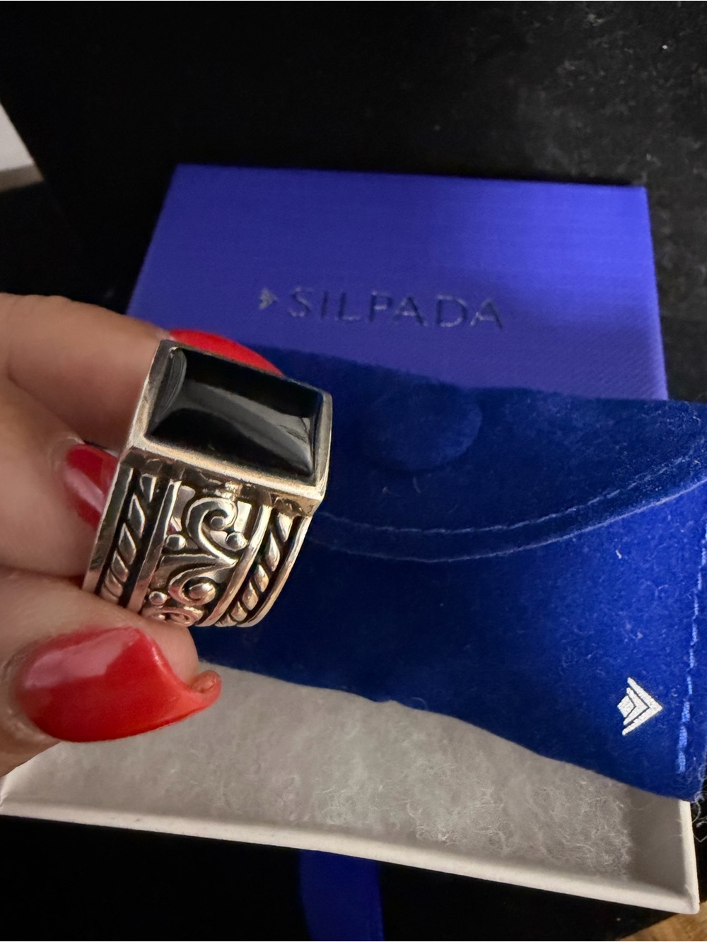 SILPADA Sterling silver black onyx ring. EUC